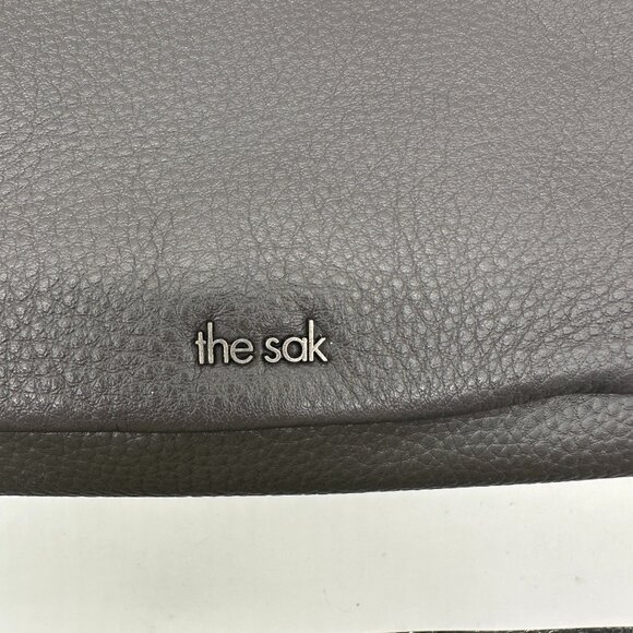 The SAK Pebble Leather Small Shoulder Bag Handbag Purse Slate Gray EUC Like New - Picture 2 of 4